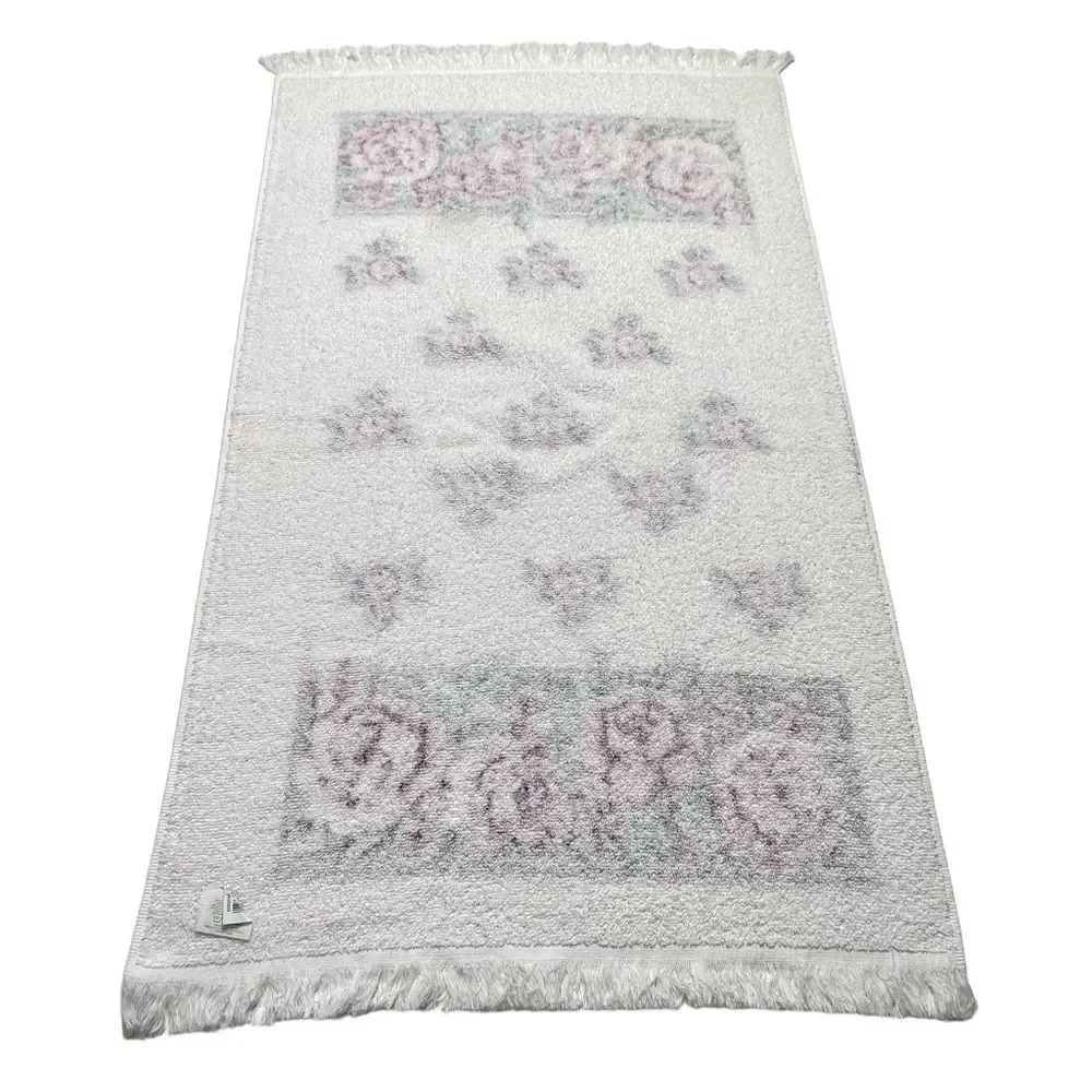 Vintage Franco Fringed Towels Roses Rose Print Set of Two Made in USA